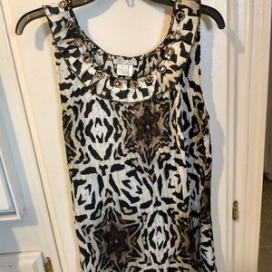Alberto Makali Animal Print Beaded Tank Top